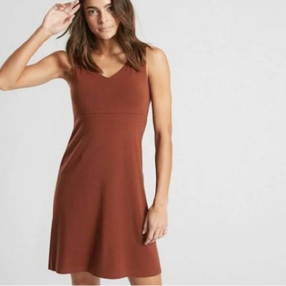 Athleta Sleeveless Mini Dress in Warm Brown